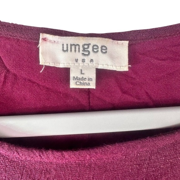 Umgee Burgundy Embroidered Ruffle-Sleeve Tunic Dress – Size Large - Picture 4 of 11
